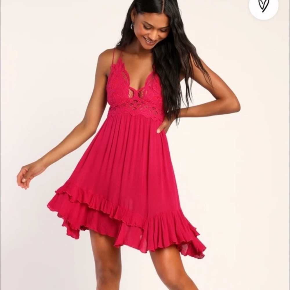Free People Pink Lace Mini Dress